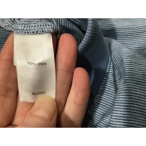 J. Jill Love Linen Cropped Wide Leg Pants Blue Stripe Women's LP Coastal Grandma - Picture 4 of 6